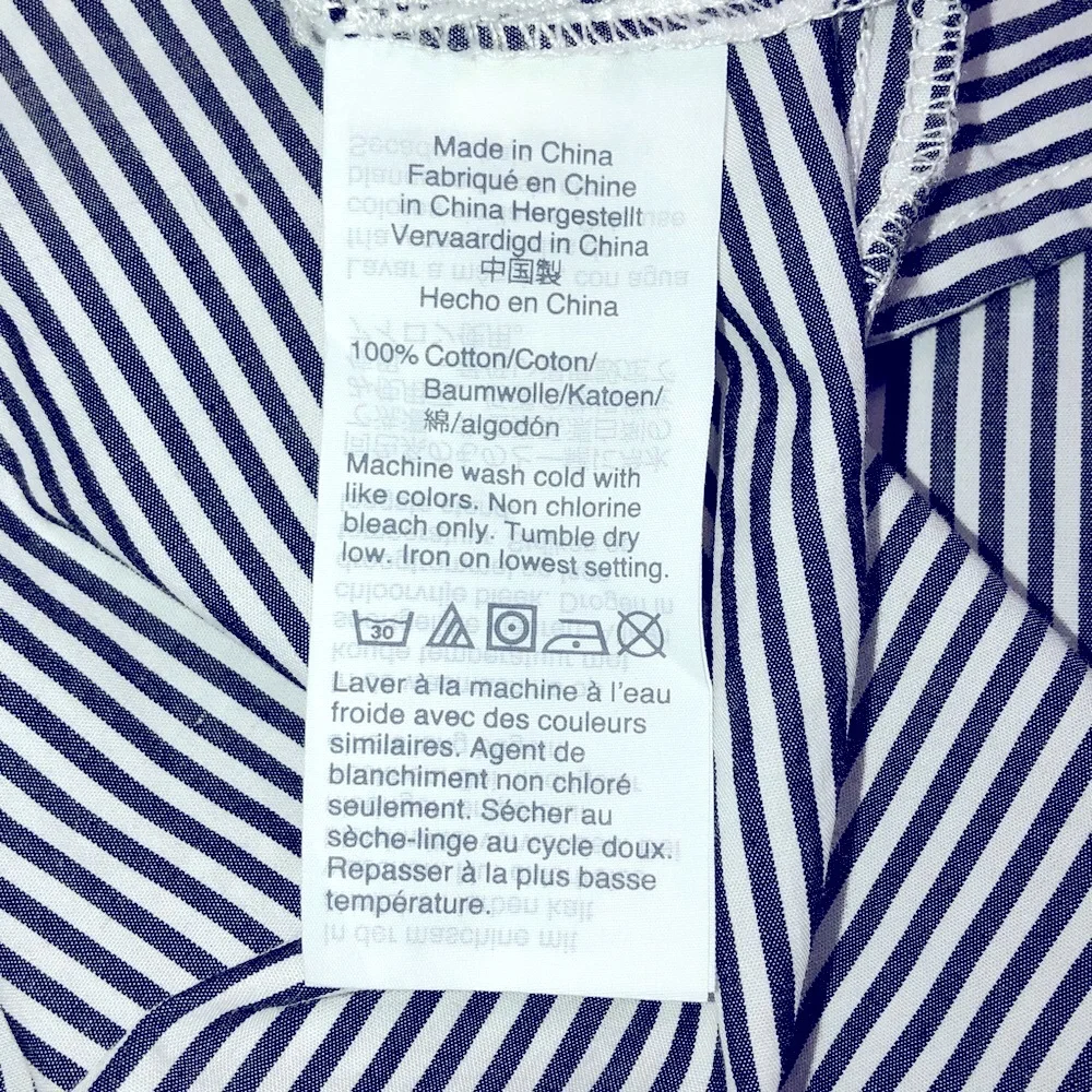 J.Crew striped hi lo blouse size 2 White and blue chambray stripes 100% cotton